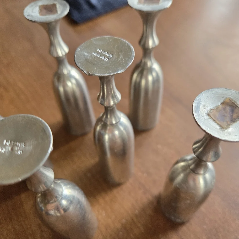 Vintage Metawa Holland Pewter Cordial Cups Set Of 6